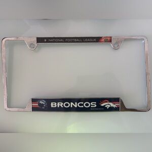 Denver Broncos NFL License Plate Frame Holder Orange Metal